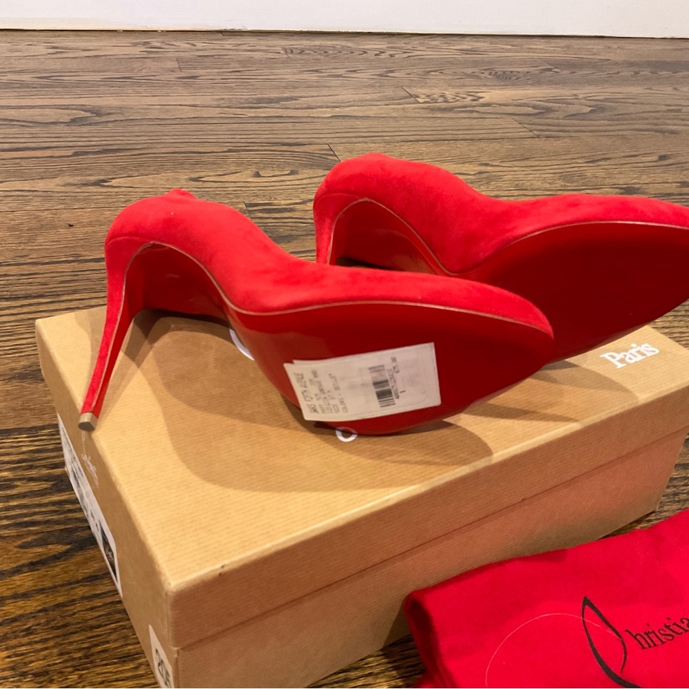 Never Worn - Christian Louboutin Dorissima 100 - Red Suede Heels